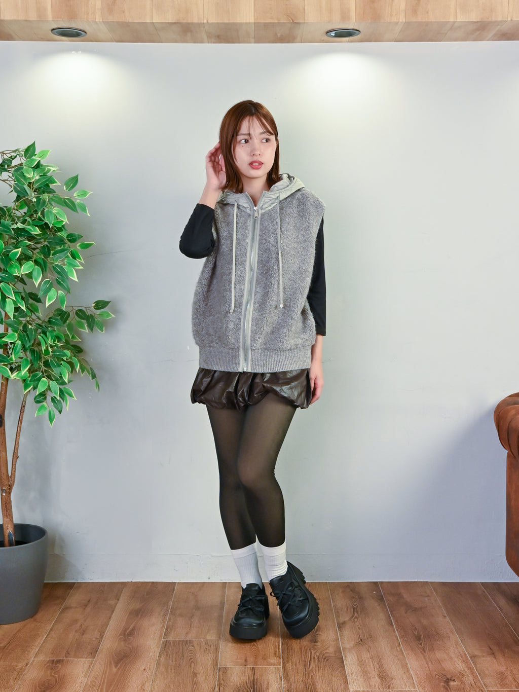 もこシャカあったかフーディベスト#25711001