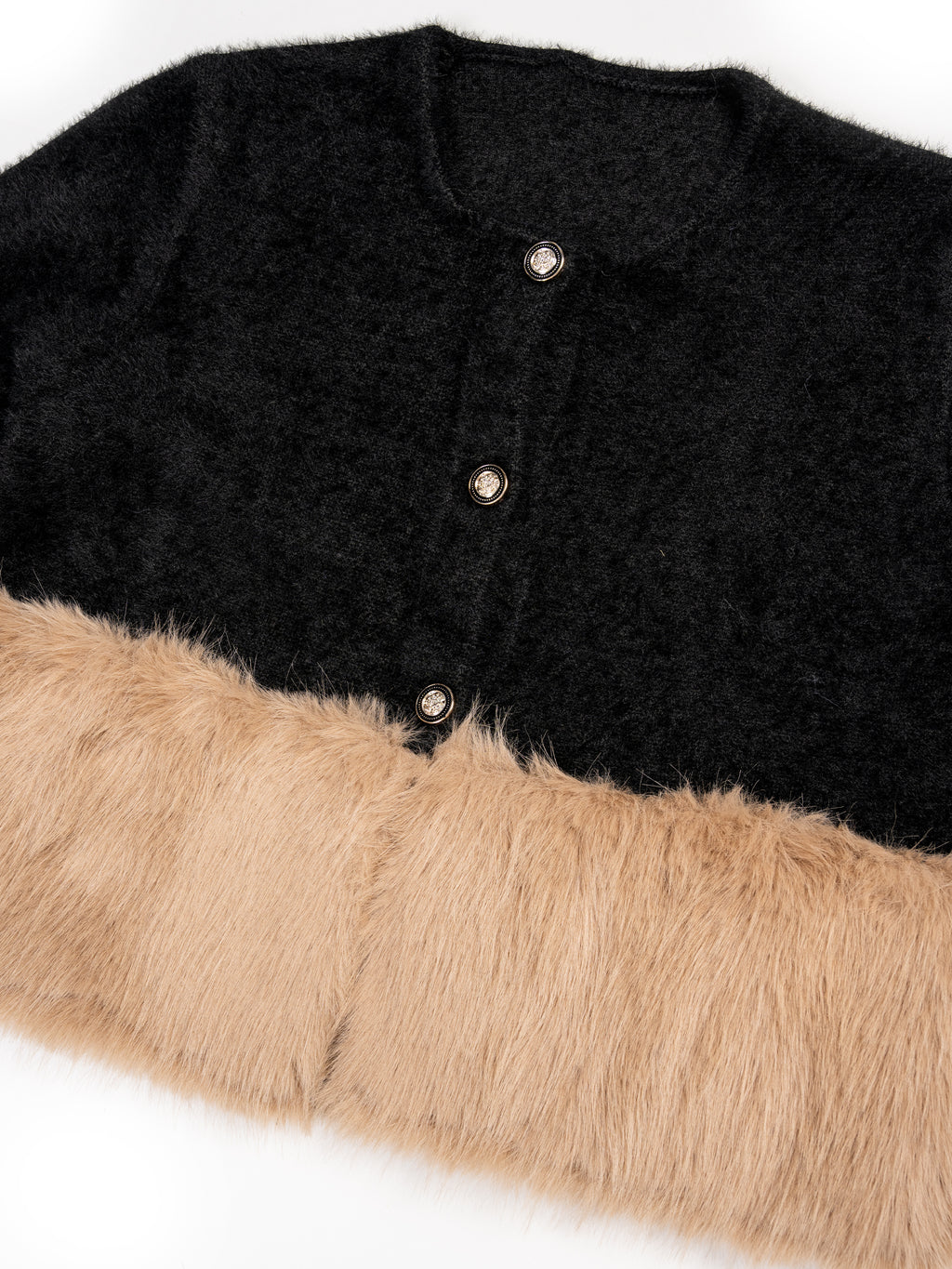 バイカラーファートリム・ニットジャケット#25811002