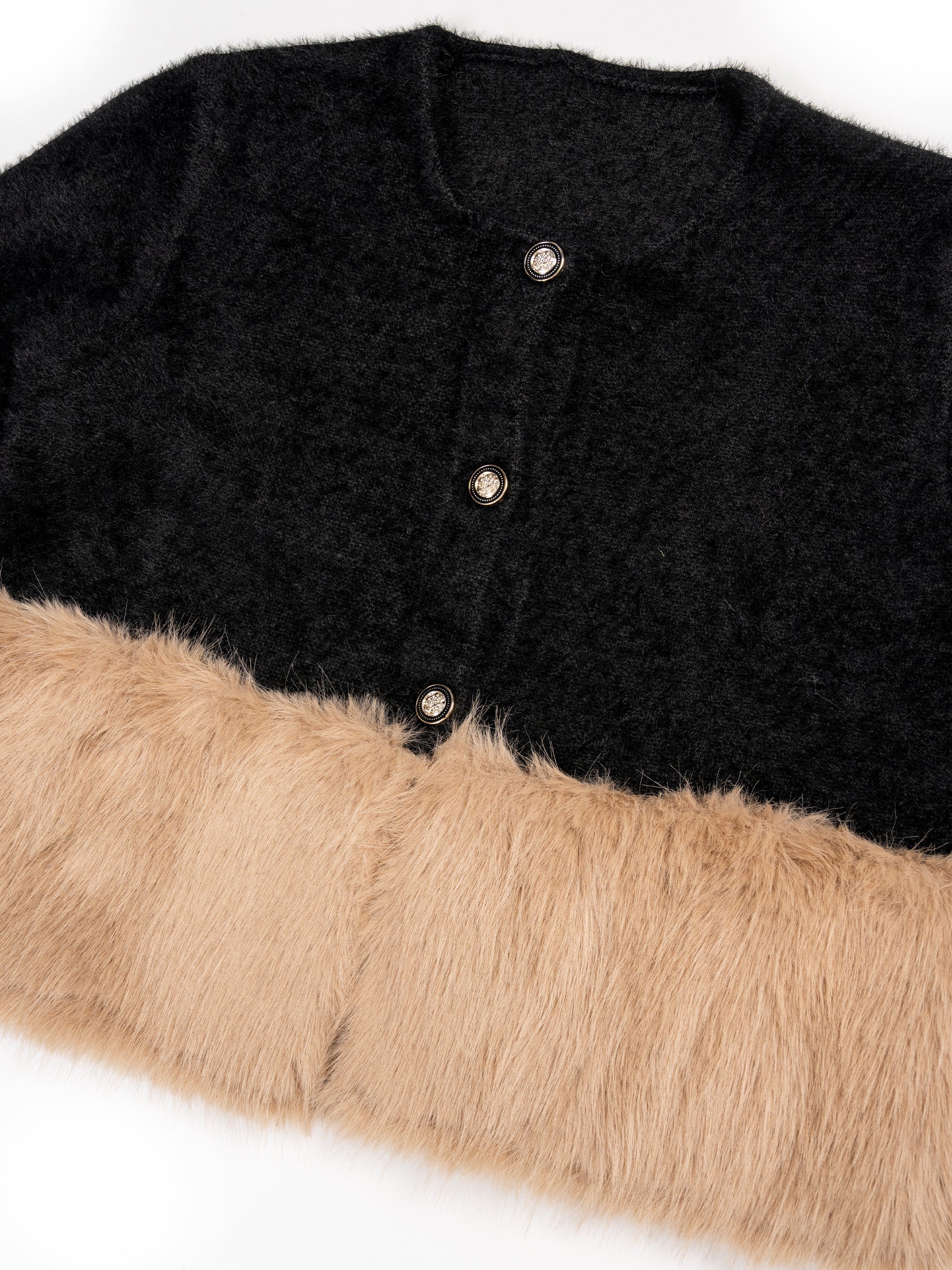 バイカラーファートリム・ニットジャケット#25811002