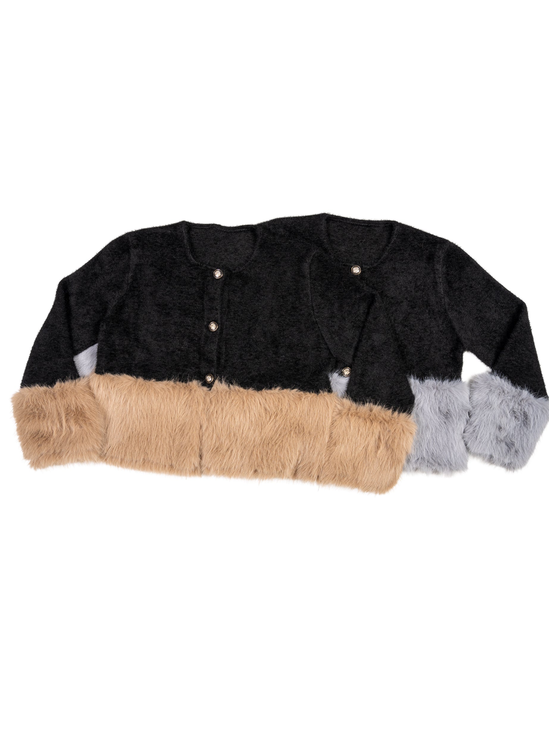 バイカラーファートリム・ニットジャケット#25811002