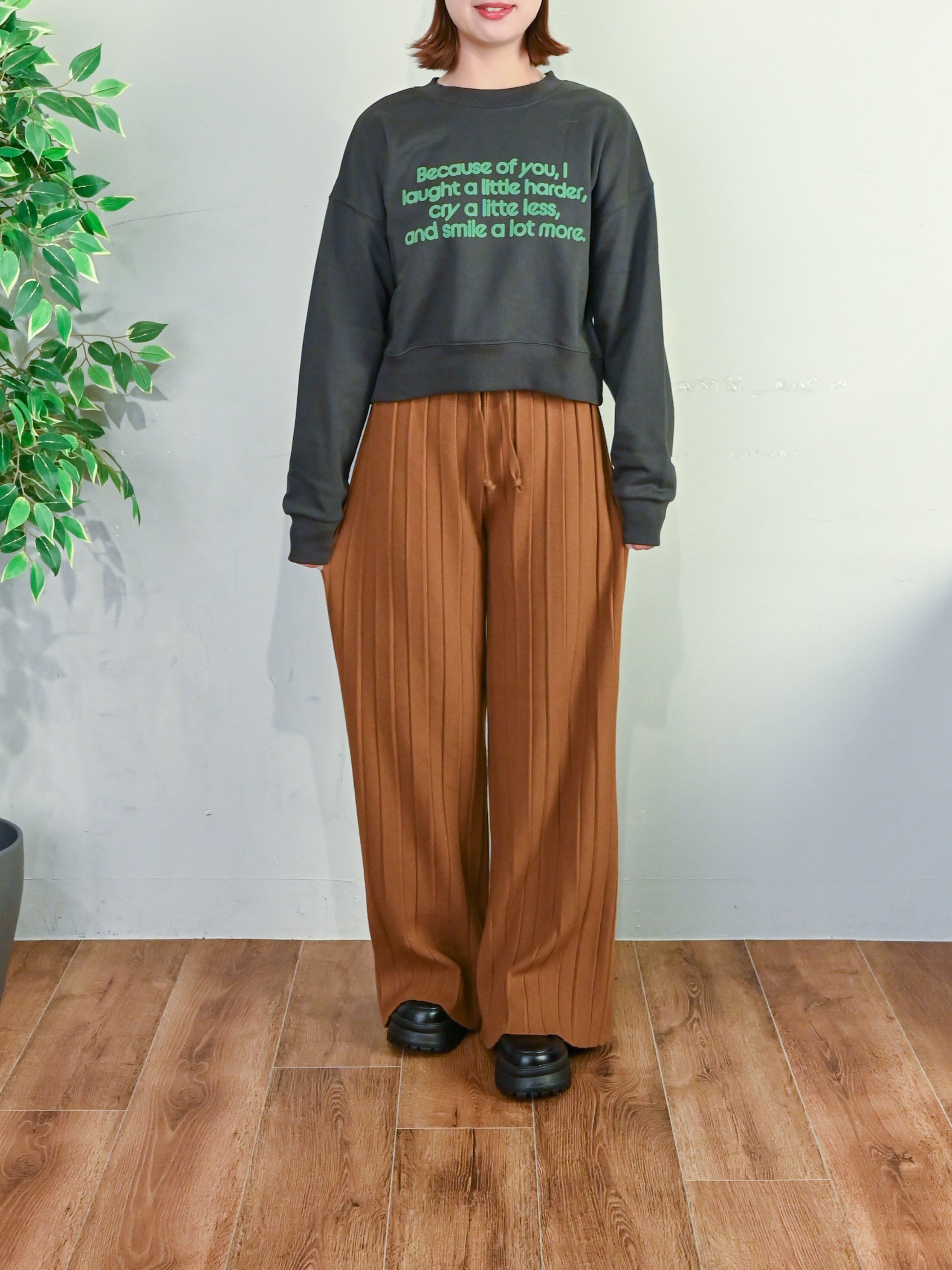 プリーツ見えニット・ワイドパンツ#25831006