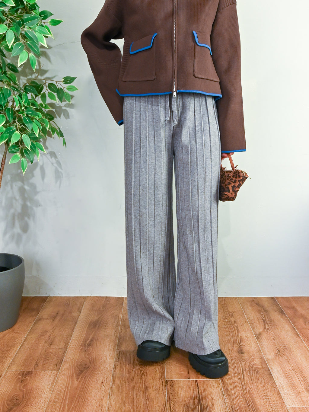 プリーツ見えニット・ワイドパンツ#25831006