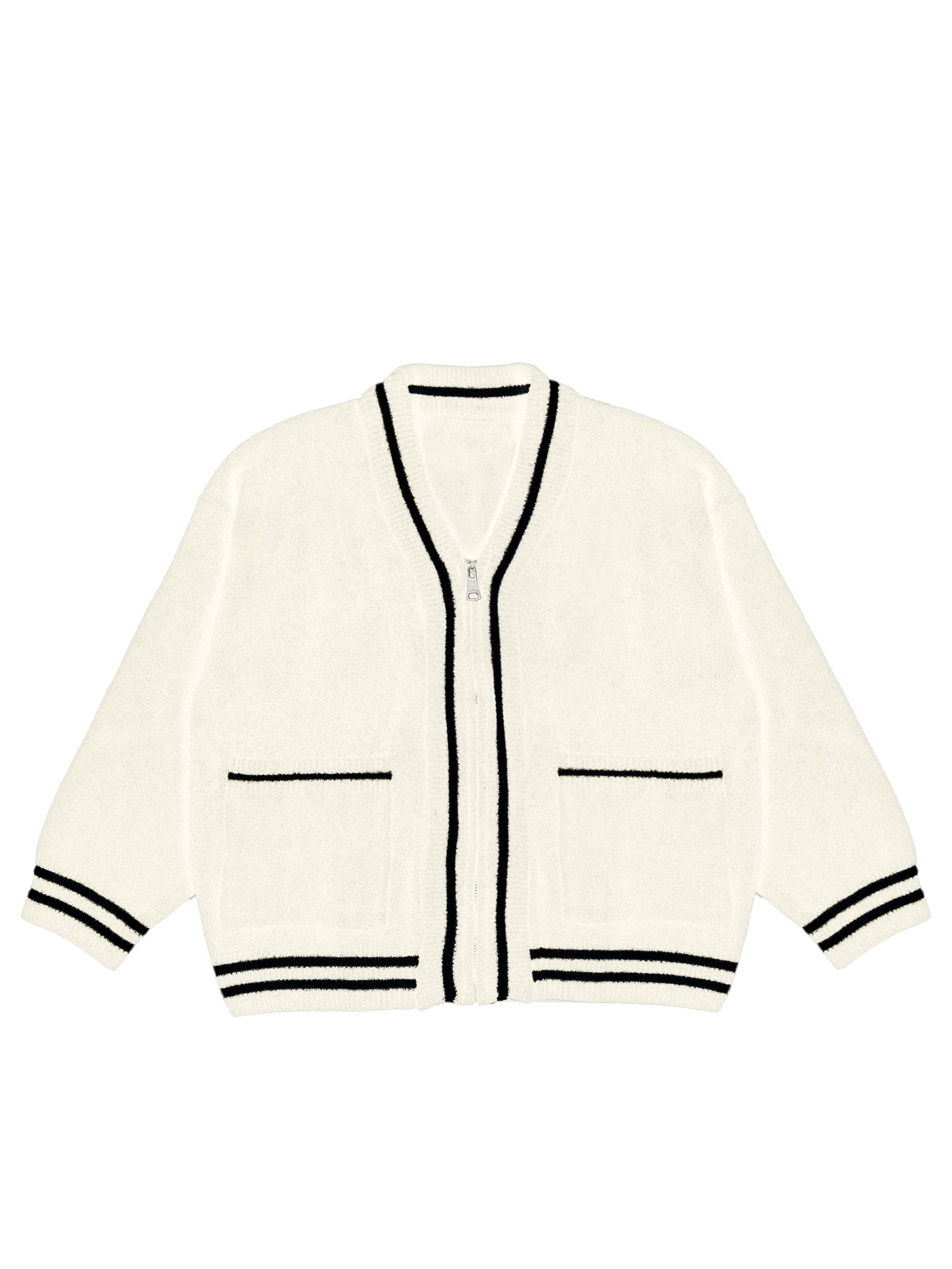 バイカラーライン・ニットZIPブルゾン#25851005