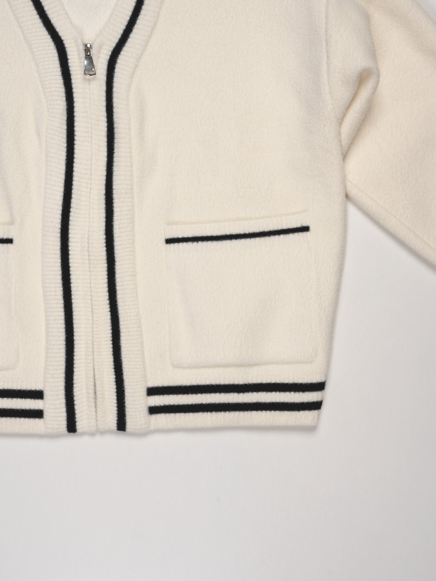 バイカラーライン・ニットZIPブルゾン#25851005