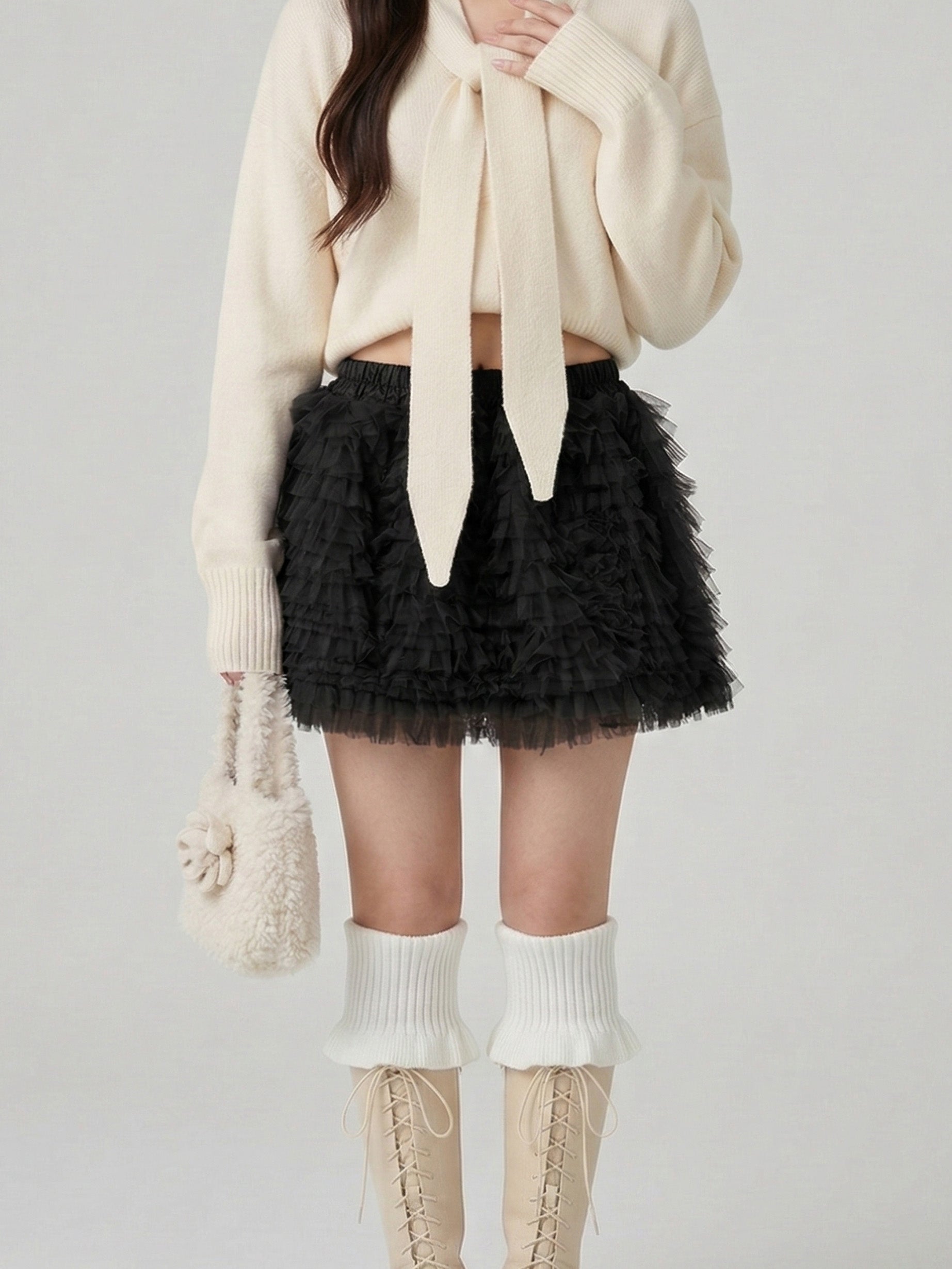 ボリュームチュールフリルスカパン#26131007