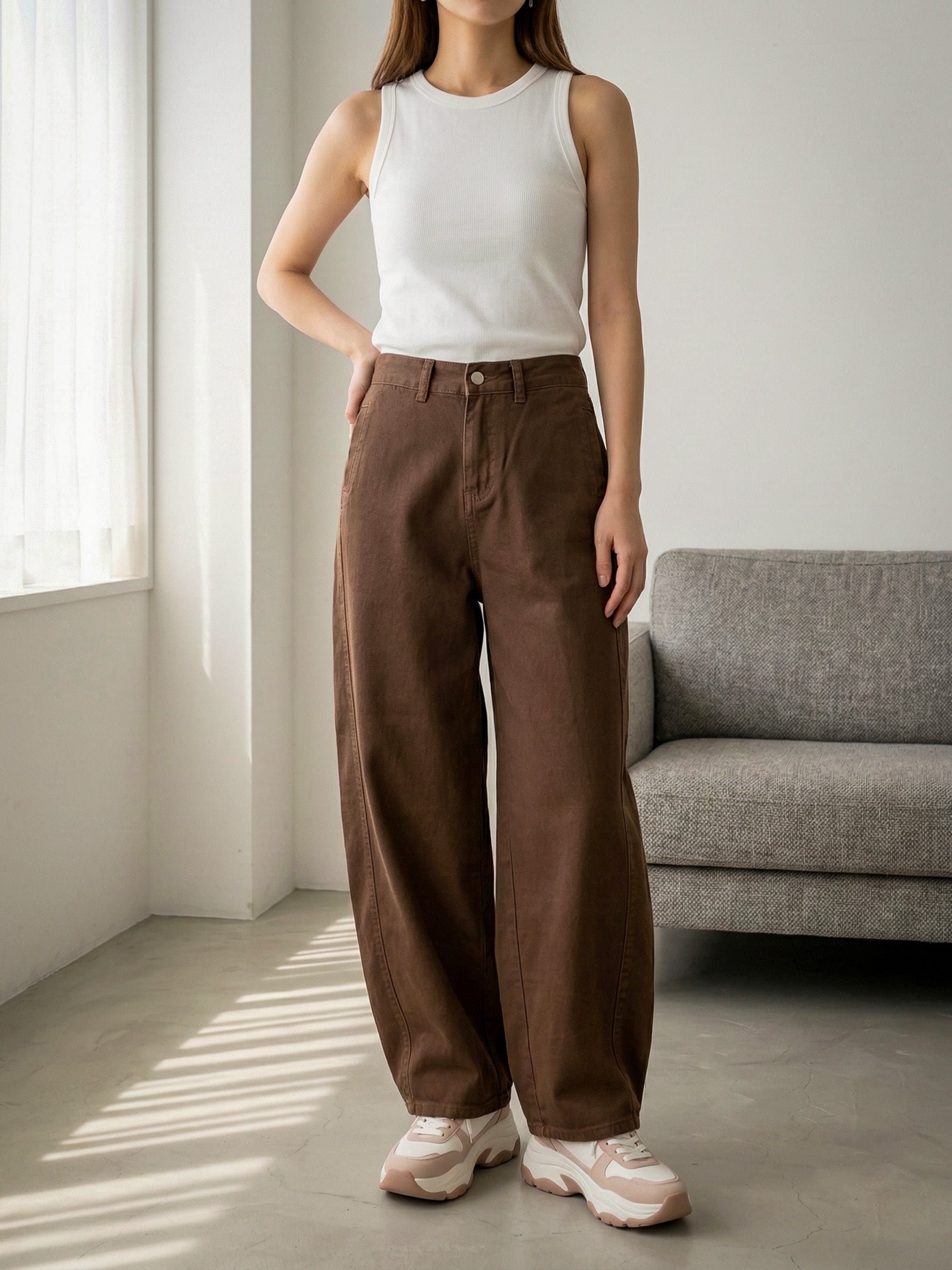 ブラウンバレルデニムパンツ 26131009#